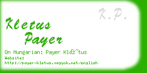 kletus payer business card